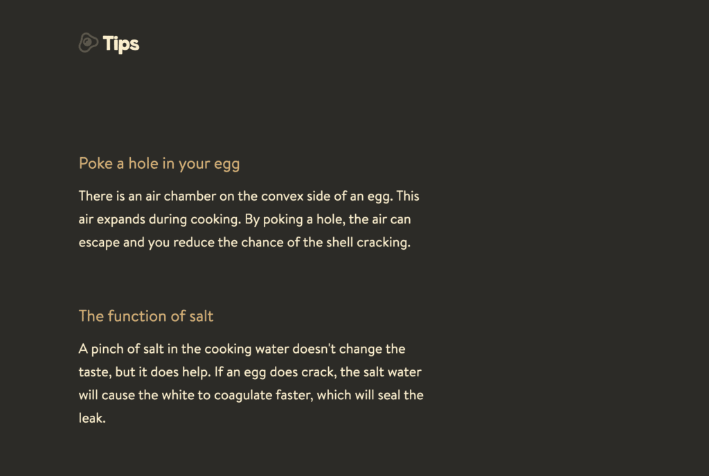 screenshot of tips